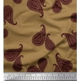 thumbnail image 1 of Soimoi Brown Viscose Chiffon Fabric Maroon Paisley Printed Fabric 1 Yard 42 Inch Wide, 1 of 1