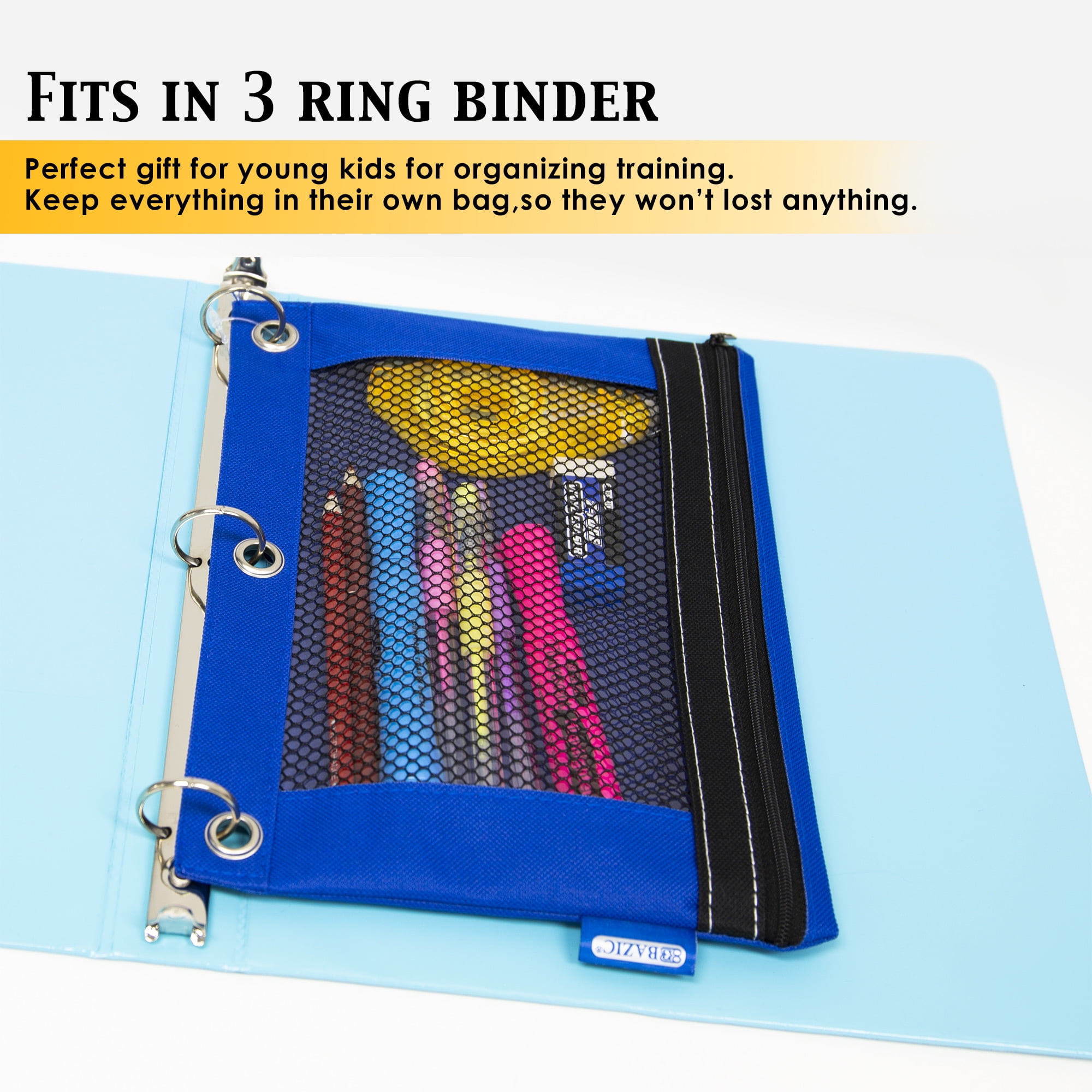 Trail maker Big 3 Ring Pencil Pouch with Clear See Through Window - Bulk  Pack Bundles