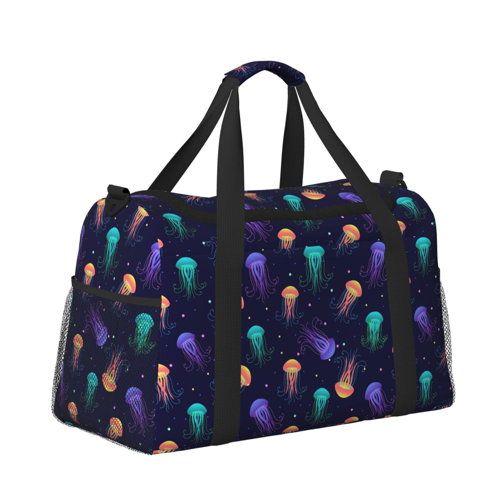 Fuzoiu Sea Jellyfish Print Travel Duffle Bag,Carry On Tote Bags,Duffel Bag,Sport Gym Bag, Hospital Bag for Labor and Delivery, Overnight Bag,Luggage Bag