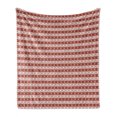 thumbnail image 1 of Christmas Soft Flannel Fleece Blanket, Norwegian Scandinavian Traditional Vintage Style Borders Reindeer Striped Flower, Cozy Plush for Indoor and Outdoor Use, 50" x 70", Red White, by Ambesonne, 1 of 6