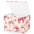 thumbnail image 2 of Pink Bows Cherries Hand Drawn Foldable Storage Bin with Lid and Handle Collapsible Storage Box 16.5 x 12.6 x 11.8 inches, 2 of 7