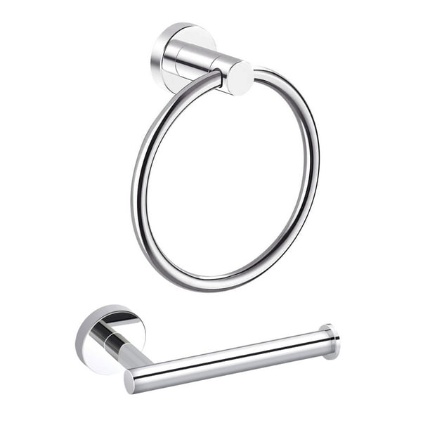 Marmolux Acc Juego De Accesorios De Baño Cromados, 2 Piezas, Soporte Para Toallas De Mano Para Pared De Baño Y Soporte Para Papel Higiénico, Soporte Para Toallas, Juego De Baño De Acero Inoxidable, An