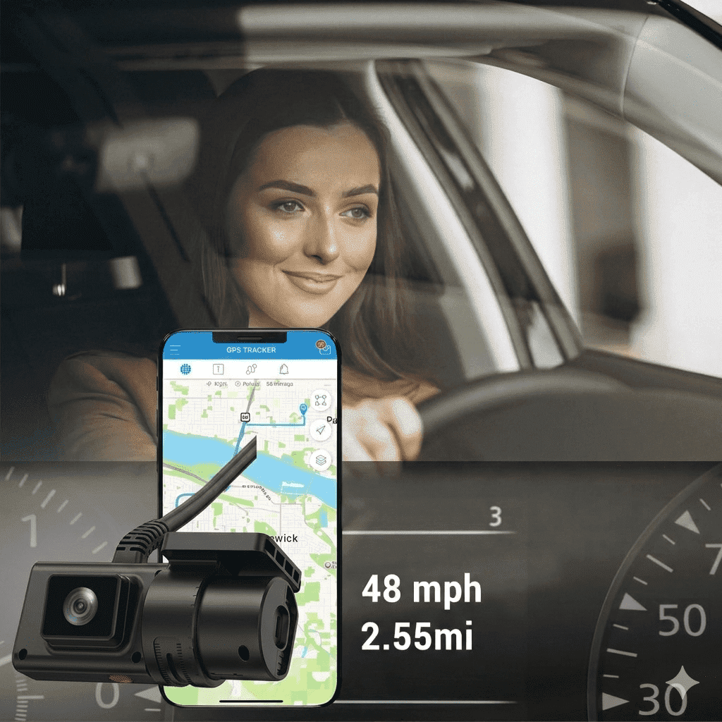 GPSnVision 4G Dash Cam Front Rear - 1080P Car Camera with 128GB SD Card, GPS Tracking, G-Sensor