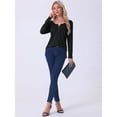 thumbnail image 3 of DARING DIVA Long Sleeves Pullover Solid Round Neck Pajama Tops S Black, 3 of 5