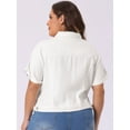thumbnail image 4 of DARING DIVA Women's Plus Size Short Sleeve Lapel Button Front Denim Jacket 2X White, 4 of 6