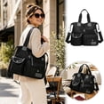 thumbnail image 2 of FSAGAE Multi-Pocket Travel Bag Nylon Tote Lightweight Handbag Black Waterproof Large-Capacity Durable, 2 of 5