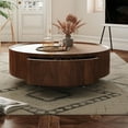 thumbnail image 6 of "ENSHUI Mid-Century Walnut Round Coffee Table with Storage Drawers and Non-Slip Feet, 35.4""", 6 of 11