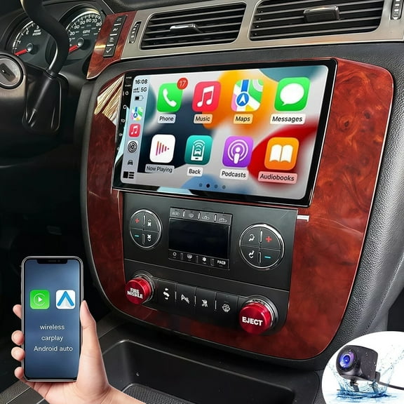 Eforcase Car Radio for Chevrolet Avalanche 2007-2013, 10.1" IPS Touchscreen with Wireless CarPlay Android Auto FM/DSP 5G WiFi Bluetooth GPS Backup Camera