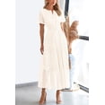 thumbnail image 4 of Vestido largo PRETTYGARDEN 2025 para verano, cuello en V, ojales, blanco, XXL, 4 of 8