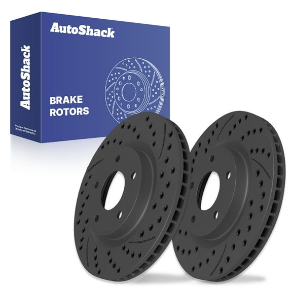 AutoShack Front Brake Rotors for Nissan, Rogue 2008-2013 Sentra 2007-2012, AWD FWD L4 2.5L - Coated Drilled & Slotted - Black Matte Finish - BlackShield - 11.65" (295.8 mm), 5-Lug