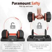 FED Fitness 55LB Adjustable Dumbbells Single,15LB to 55LB Hex Adjustable Dumbbells of 2 Anti-Slip Handle, Suitable for Home Gym Exercise Equipment
