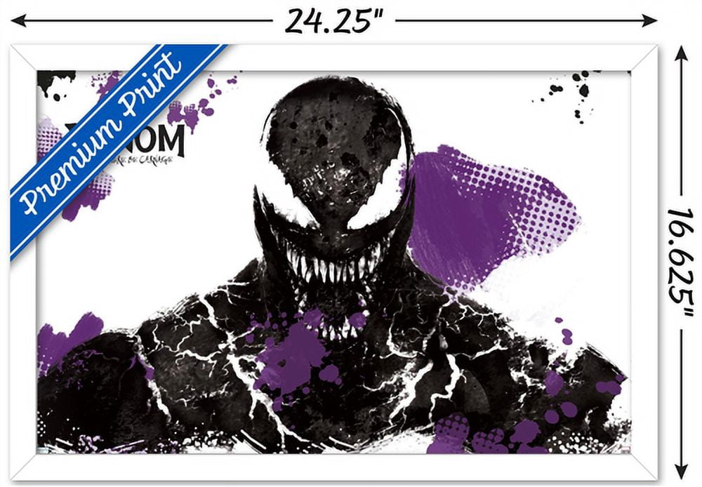 Marvel Venom: Let There be Carnage - Black and Purple Wall Poster, 14.725" x 22.375", Framed