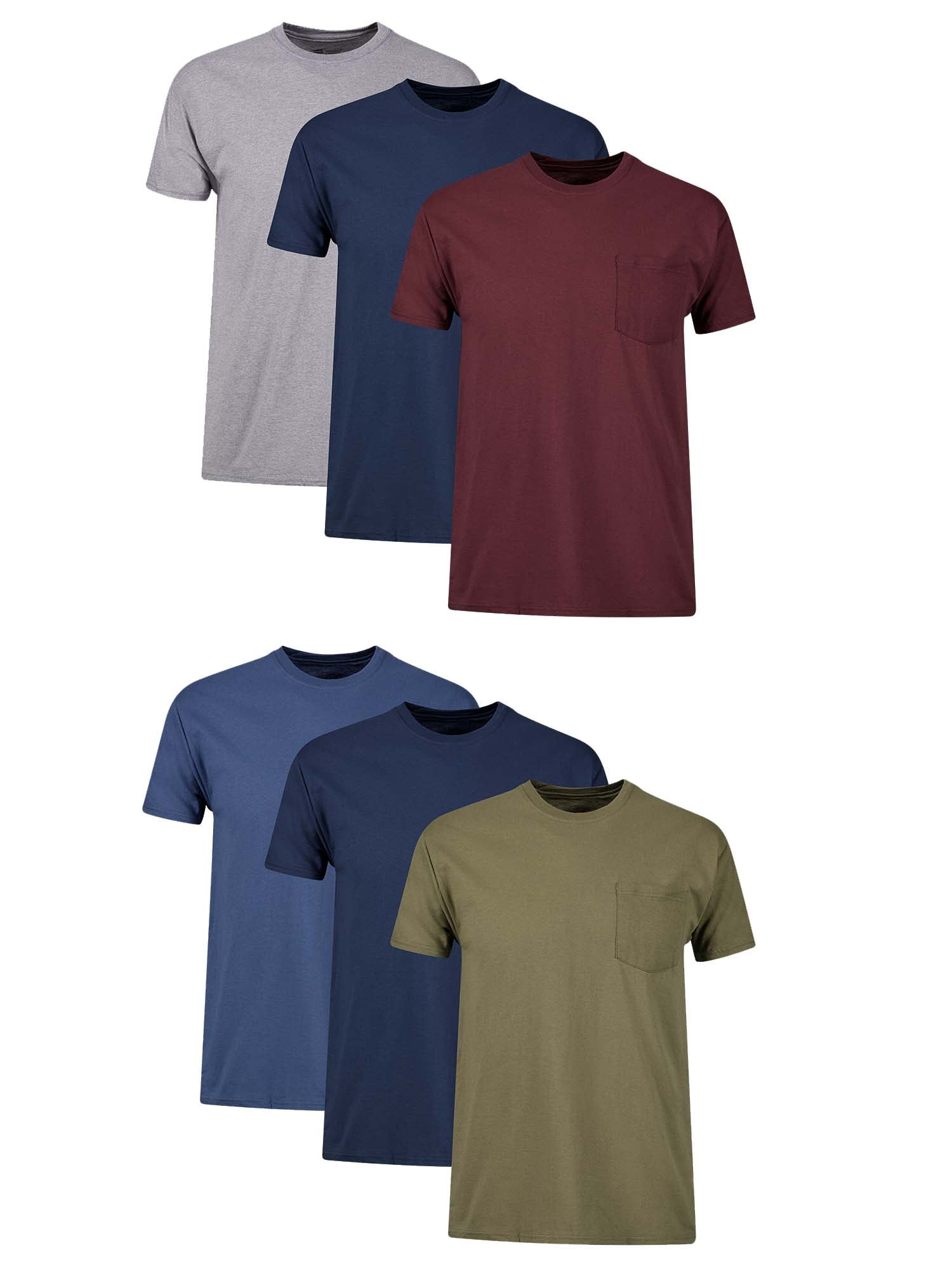 Assorted, Fruit of the Loom Mens 5-Pack Pocket T-Shirt
