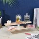 thumbnail image 5 of Estante de exhibición de madera de 2 niveles, color almendra blanqueada, pequeño modelo de mesa, soporte de acrílico, organizador de maquillaje y perfumes., 5 of 8