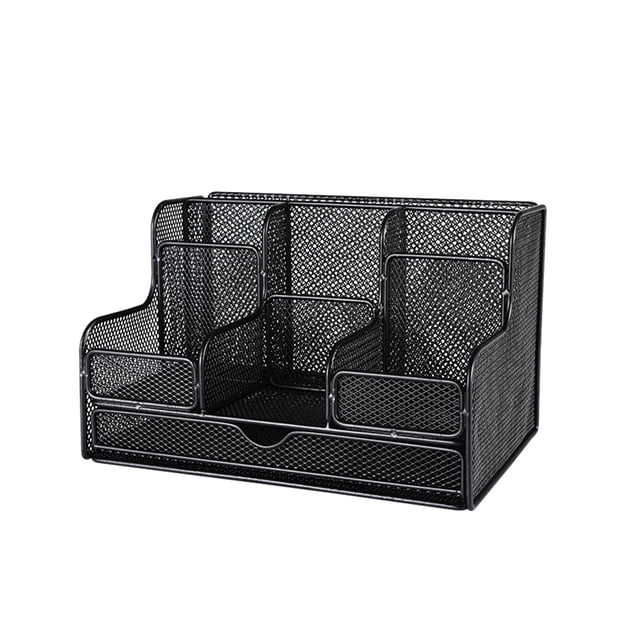 Methold Estante de almacenamiento - Fácil de limpiar y elegante - Para organizar suministros de escritorio Cestas de papelería para Carpetas de archivos negro
