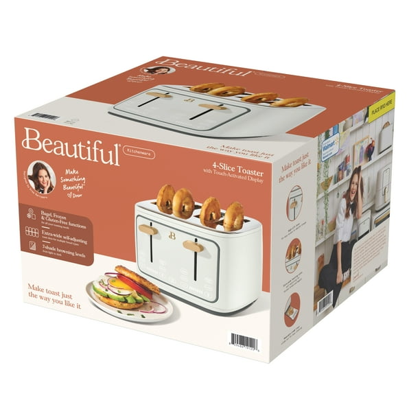 Beautiful 4-Slice Toaster with Touch-Activated Display, White