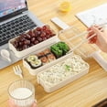 thumbnail image 4 of Pink Eco-Friendly Wheat Fiber Divided Lunch Box, Clear Lid Reusable Stackable Food Storage Container for Travel Camping Daily Lunch Packing, 4 of 6