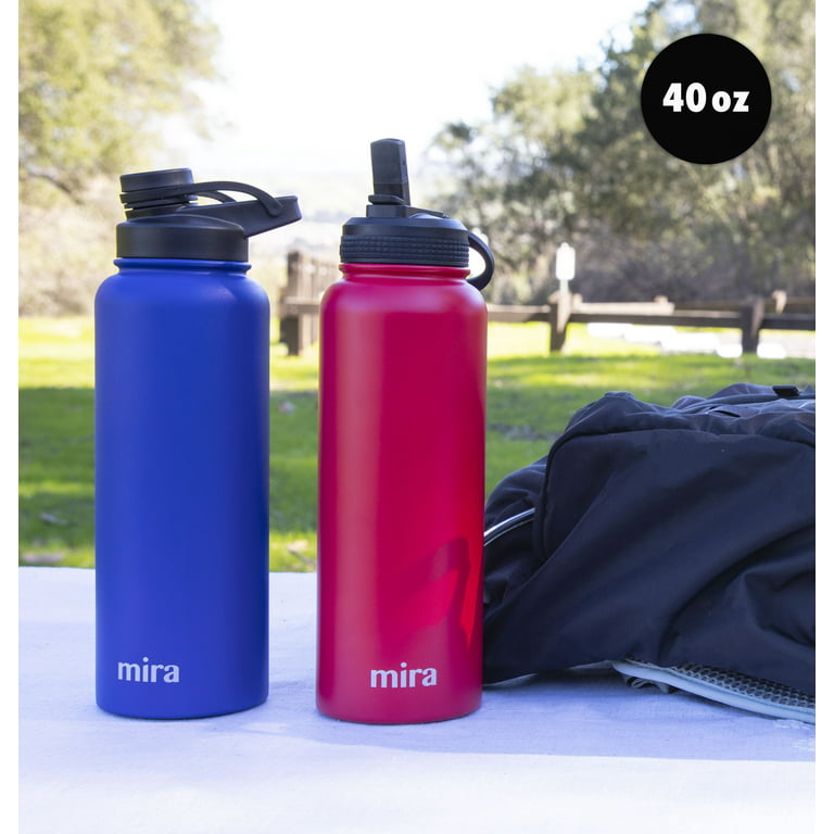 MIRA 32 oz Stainless Steel Vacuum Insulated Wide Mouth Water Bottle - 2  Caps - Thermos Keeps Cold for 24 hours, Hot for 12 hours - Double Wall  Hydro