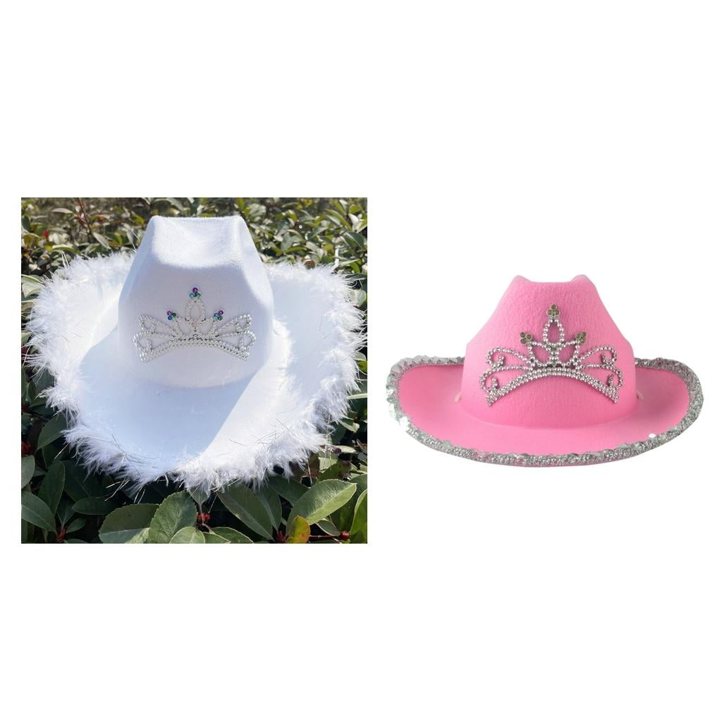 2Pcs Cowboy Hats with Tiara Western Hat 