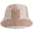 thumbnail image 4 of CoCopeaunts Splicing Color Bucket Hat Women Fashion Trend Fisherman Hat Lambswool Personality Versatile Winter Warm Basin Cap, 4 of 8