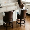 thumbnail image 6 of Maven Lane Pullman Wooden Swivel Stool, Dark Walnut w/ Vegan Leather, Set of 3, 6 of 6