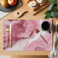 thumbnail image 2 of Pink Marble Placemats Set of 4, Summer Ocean Wave Red Ombre Placemats for Dining Table, Place Mats for Kitchen Tabletop, Waterproof Wipeable Dining Table Mats Set, 2 of 9