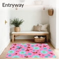 thumbnail image 3 of ODIKA 2'x3' Machine Washable Non-Slip Area Rug, Playful Daisy Field with Delightful Companions and Swirling Petal Motifs High Traffic Rug, Pink, 727839, 3 of 7