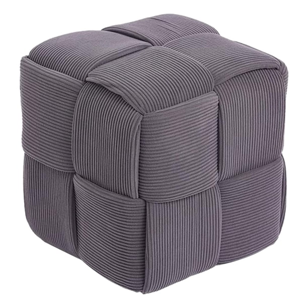 Taburete otomano con reposapiés, taburete antideslizante con escalón, taburete para piernas, taburete cuadrado gris oscuro