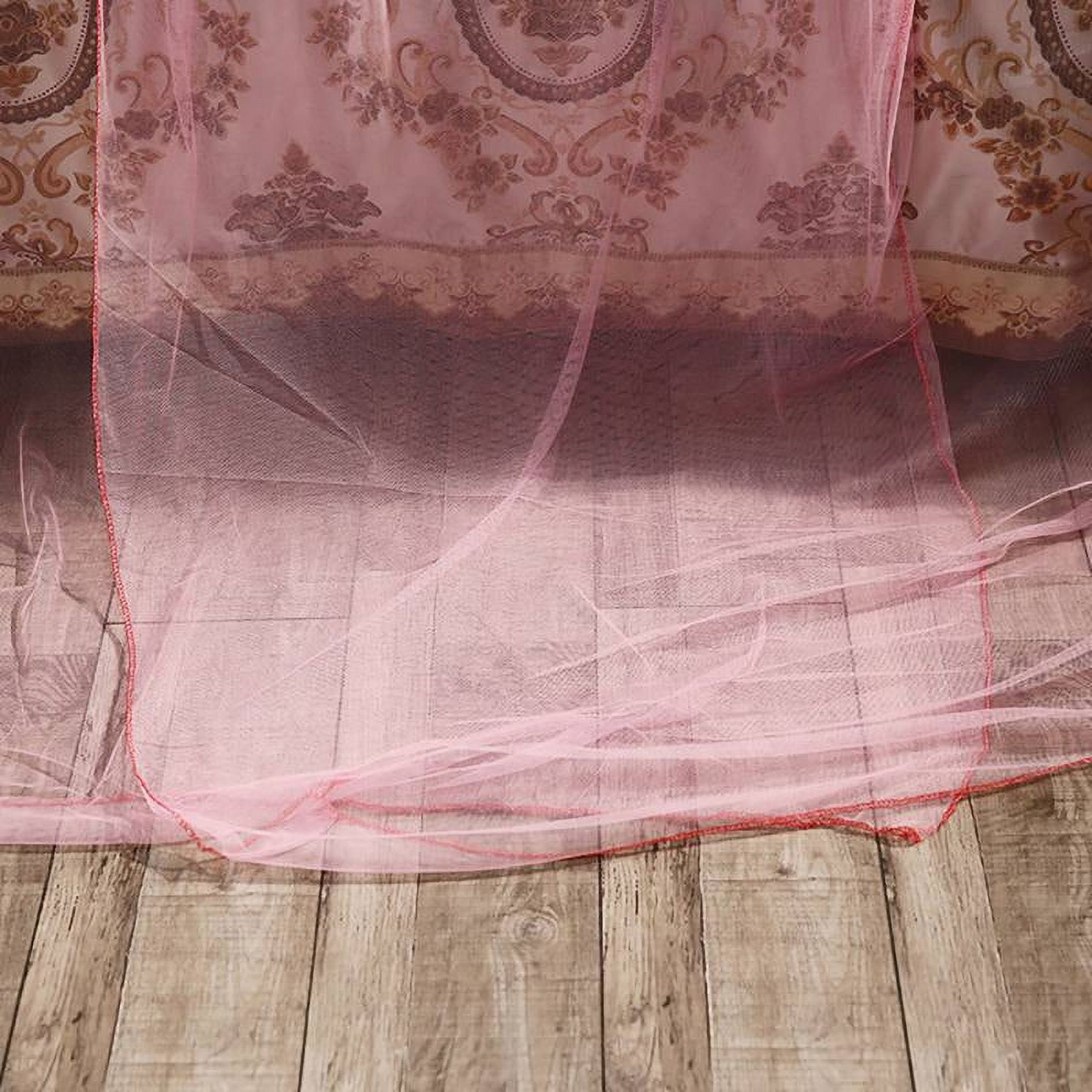 Princess Bed Canopy Netting Mosquito Net, Round Hoop Lace Dome For Queen Size Beds, Pink, Mosquito Net + Strip Light