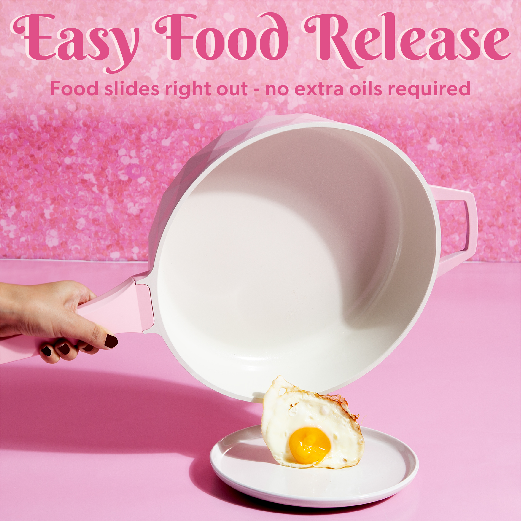 Paris Hilton 4-Quart Ceramic Nonstick Jumbo Skillet, Pink photo 4