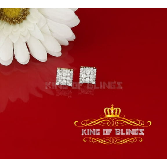 King of Bling's Yellow 925 Silver 0.96ct Cubic Zirconia Men's/Women's Screw Back CZ Stud Earring