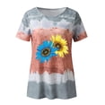 thumbnail image 4 of Hauts pour Femmes Décontractés Été Manches Courtes Tunique Ample T-Shirts Habillés Henley Col Rond Mode Imprimé Blouses Basiques, 4 of 4