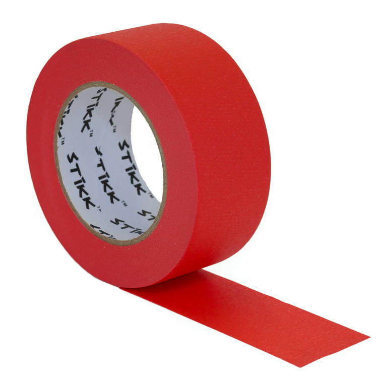 3 Pk 1 inch x 60yd Stikk Red Painters Tape 14 Day Easy Removal Trim Edge Finishing Decorative Marking Masking Tape (.94 in 24mm)