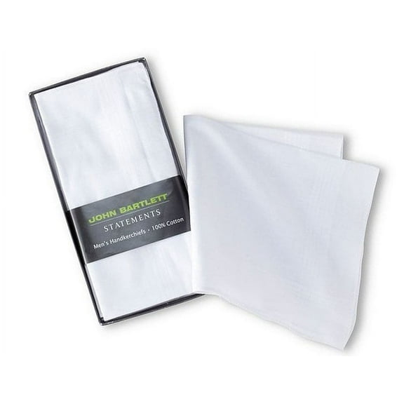John Bartlett Statements Men's 6-Pack Creased Handkerchiefs 100% Cotton - White