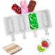 thumbnail image 1 of Silicone Ice Cream Mold, Reusable Ice Lolly Silicone Ice Cream Mold 4 Cell Ice Cream Mold Great for Making DIY Ice Cream, with 10 Wooden Sticks, 1 of 5