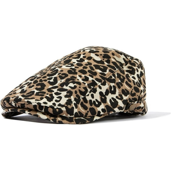 Zhengup Leopard Print Flat Caps for Women Mens Vintage Newsboy Hats Scally Cap Cabbie Ivy Driving Hunting Hat Golf Hats
