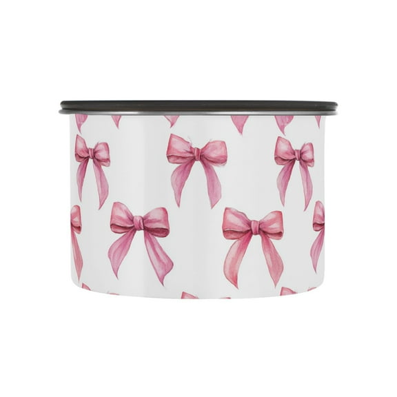 Pink Bows Airtight Coffee Bean Canister 500 ml Food Storage Containers with Lids For Gournd, Tea, Sugar, Flour, Rice, Cereal, Candy Cookie Jar