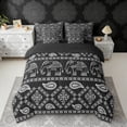 thumbnail image 2 of Erosebridal Bohemian Black Paisley Twin Bedding Sets, Hippie Elephant Bedding Comforter Set, Black Reversible 7pcs, 2 of 6