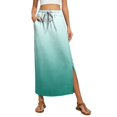 thumbnail image 2 of Gradient Ombre Maxi Skirt, High Waisted Side Slit Long Skirt with Pockets, Casual Summer Drawstring Flowy A-Line Bottoms, 2 of 6