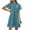 Blue, variant on Women's Dress Swiss Dot Crewneck Summer Mini Dress Casual Short Sleeve Dress Flowy A Line Babydoll Short Dresses