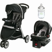 Angle View: Graco FastAction Fold Sport Click Connect Travel System, Pierce with Nuk Simply Natural 5oz Bottle, 1-Pack