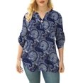 thumbnail image 6 of VERABENDI Women's Plus Size Tops 3/4 Sleeve Tunic Shirts A Buckle Decoration V-Neck Blouses,M-4XL, 6 of 6