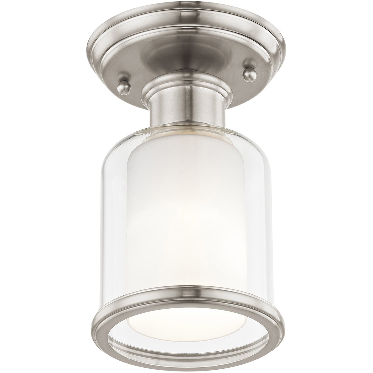 1 Light Brushed Nickel Ceiling Light fixture with Hand Crafted Clear Glass Shade