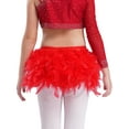 thumbnail image 6 of iiniim Kids Girls Dance Outfits 2-Piece Rhinestones Crop Top and Ruffles Feather Skirt Set Dancewear Costume Red 12, 6 of 7
