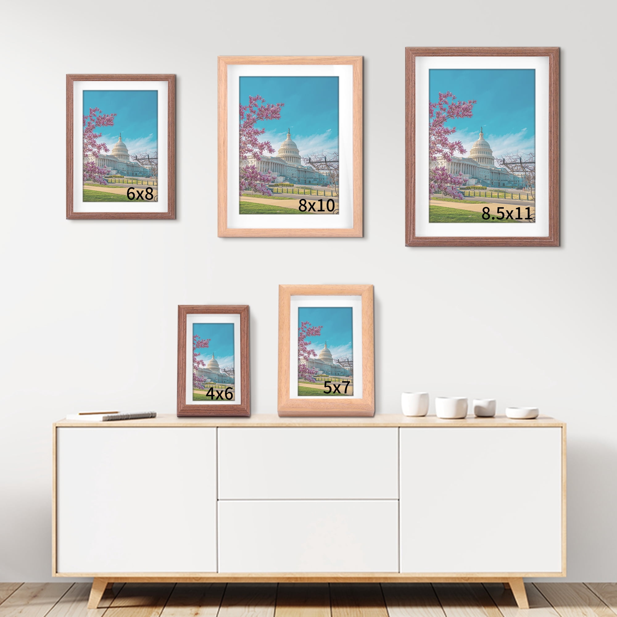 Unique Bargains Picture Frame for Photos Modern Frames 8x10 Walnut Color