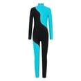 thumbnail image 3 of iiniim Girls Long Sleeve Shiny Rhinestone Gymnastics Leotard Full Length Figure Skating Jumpsuit Bodysuit Light Blue 12, 3 of 7