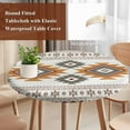 thumbnail image 5 of Vintage Southwest Round Fitted Table Cover Orange Boho Geometric Tribal Style Waterproof Table Cloth with Elastic Edge Wipeable Tablecloth for Picnic Camping Party Fits 55"-60" Diameter, 5 of 8