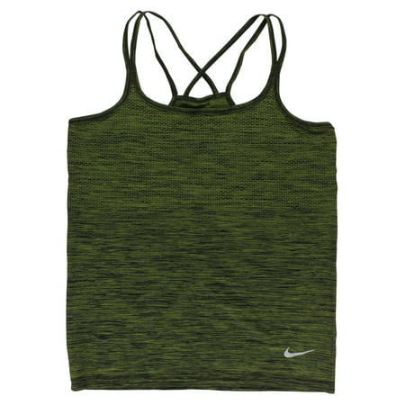 Nike Women's Dri Fit Knit Running Tank Top Army Green L