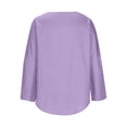 thumbnail image 6 of Tunic Tops for Women Loose Fit - Striped Crewneck Tees Roll Up Long Sleeve T Shirts Ladies Fall Winter Clothes (M, Purple), 6 of 6