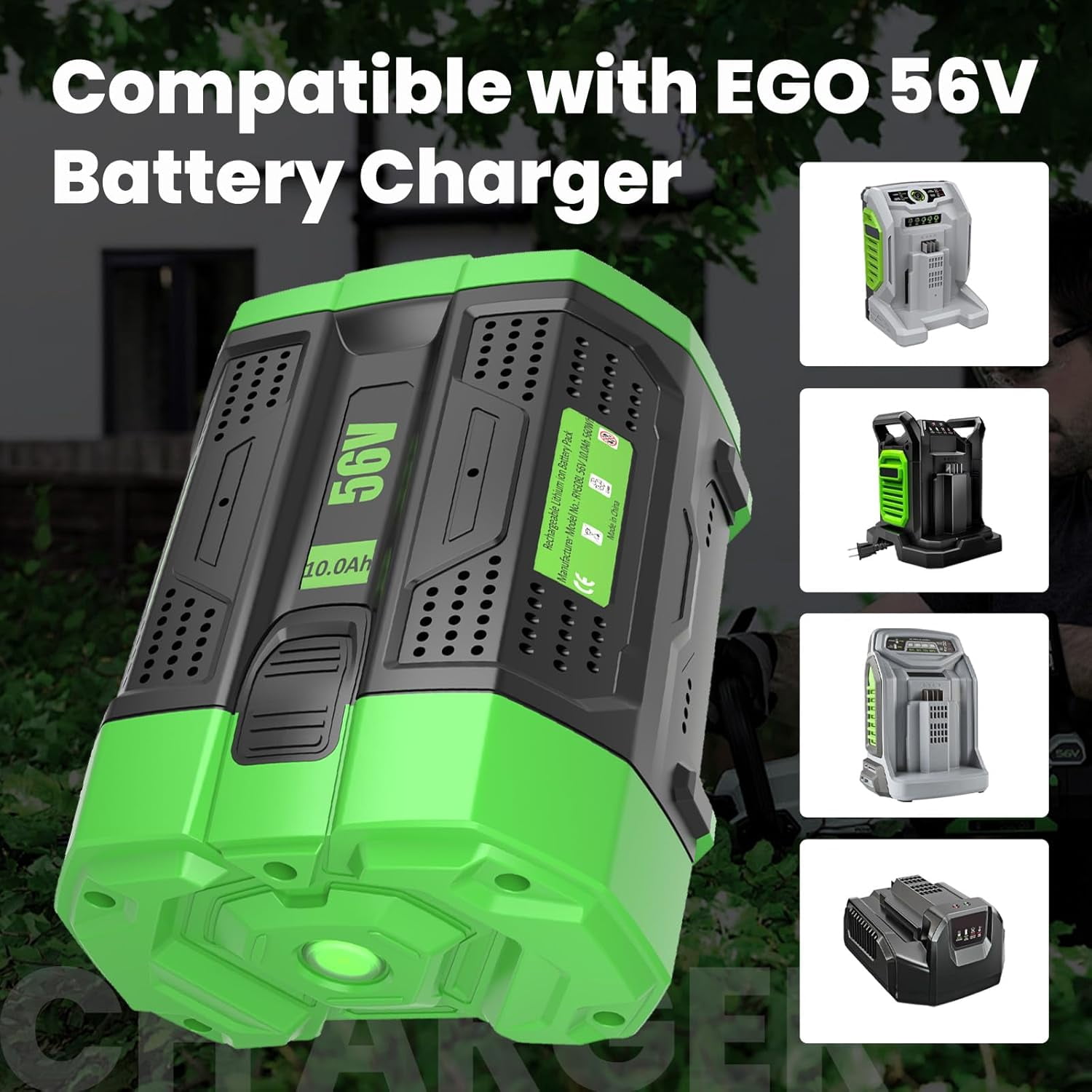 56V 10000mAh Replacement Battery Compatible with EGO 56V Battery 10.0Ah Compatible with EGO 56 Volt Battery Lithium BA2800 BA4200 CS1604 CS1804 CS1403 HT2400 LB6504 LB4800 Power Tool(1Pack
